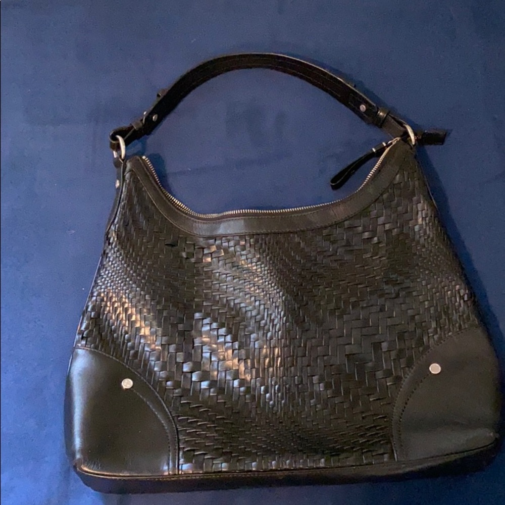Cole Haan black Genevieve weave hobo